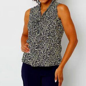 NWT Black Label by Evan-Picone Womens V Neck Sleeveless Career Blouse Sz XL